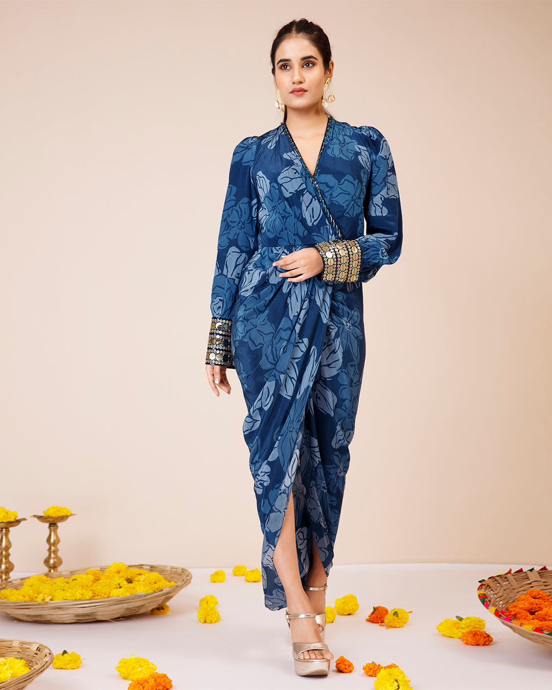 Celtic cuffed blue dress
