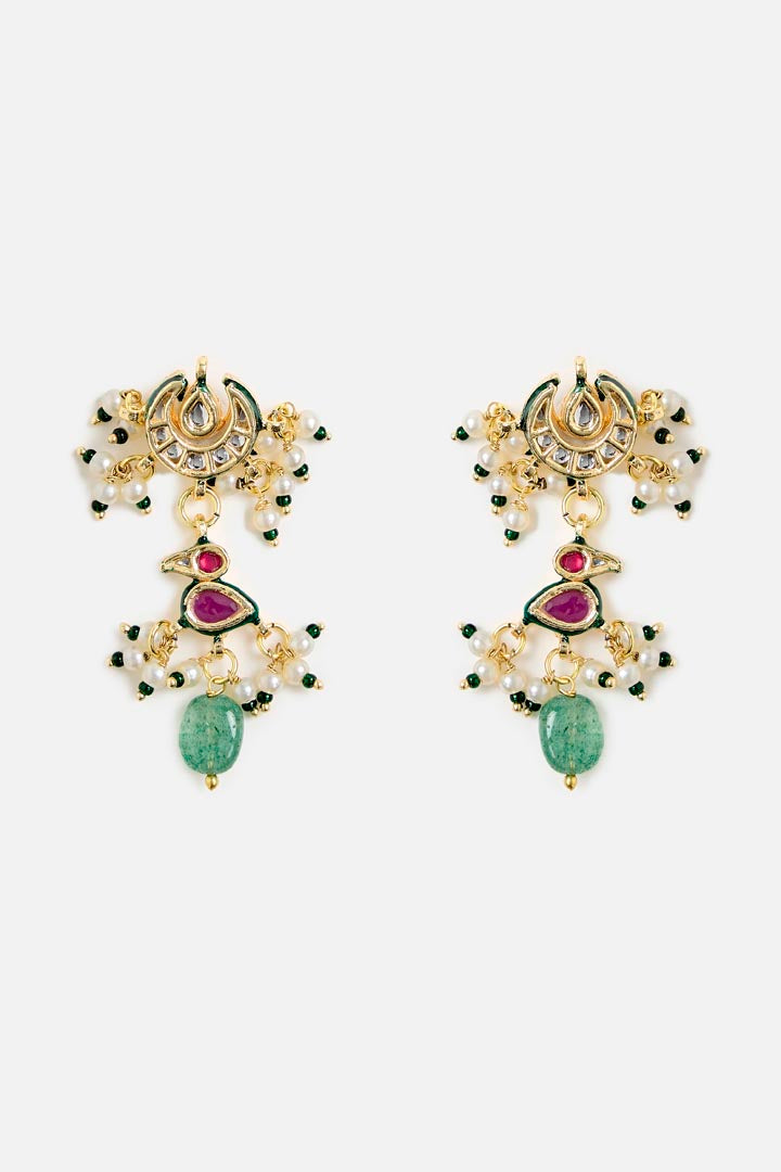 Gold & Green Beaded Choker Necklace Set