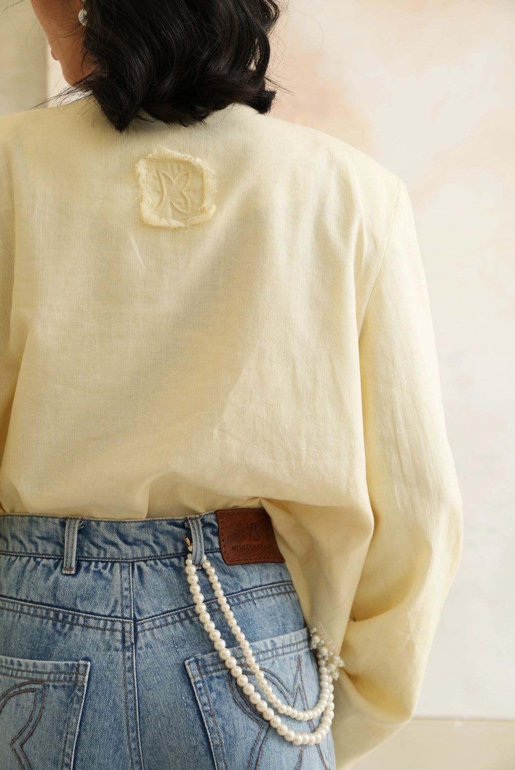 Blonde Wool Tie-Front Jacket - Luxury Structured Everyday Layer