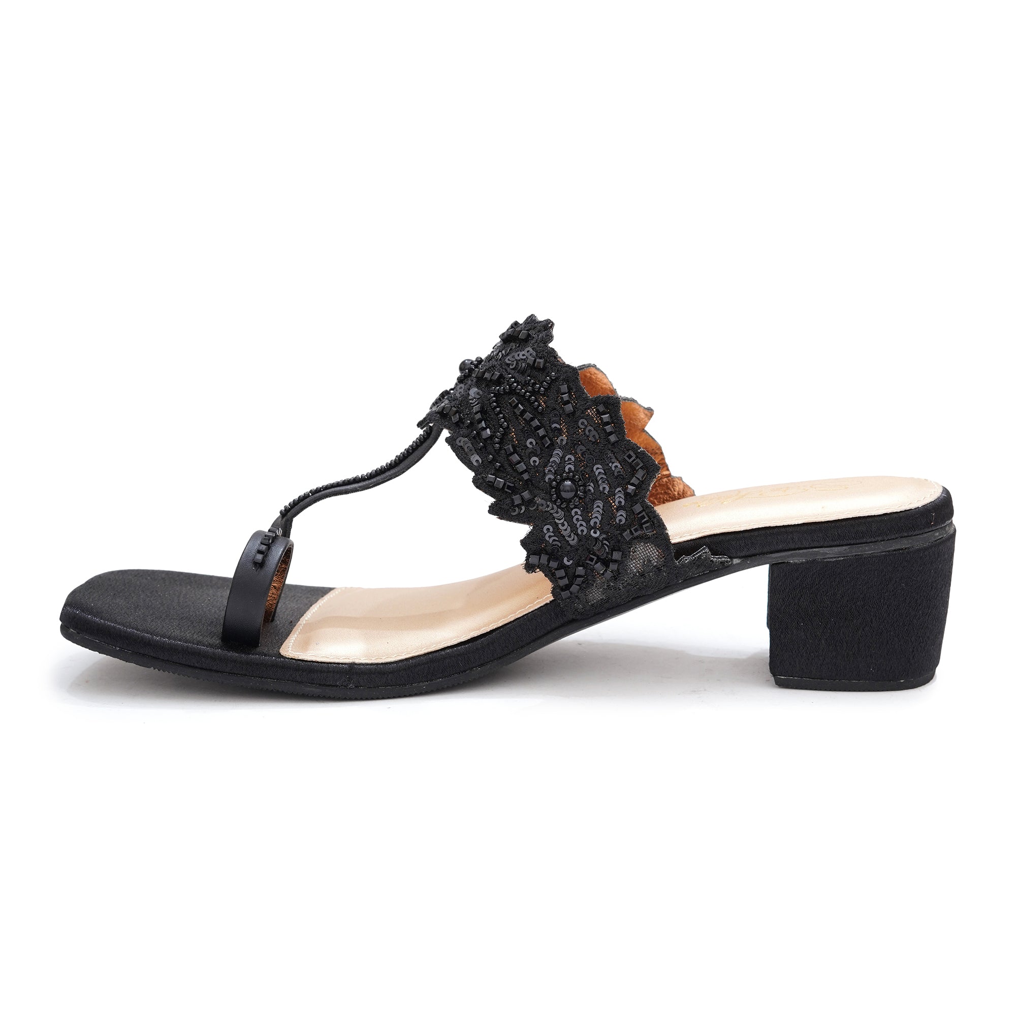 Midnight black lace Chantilly Heels