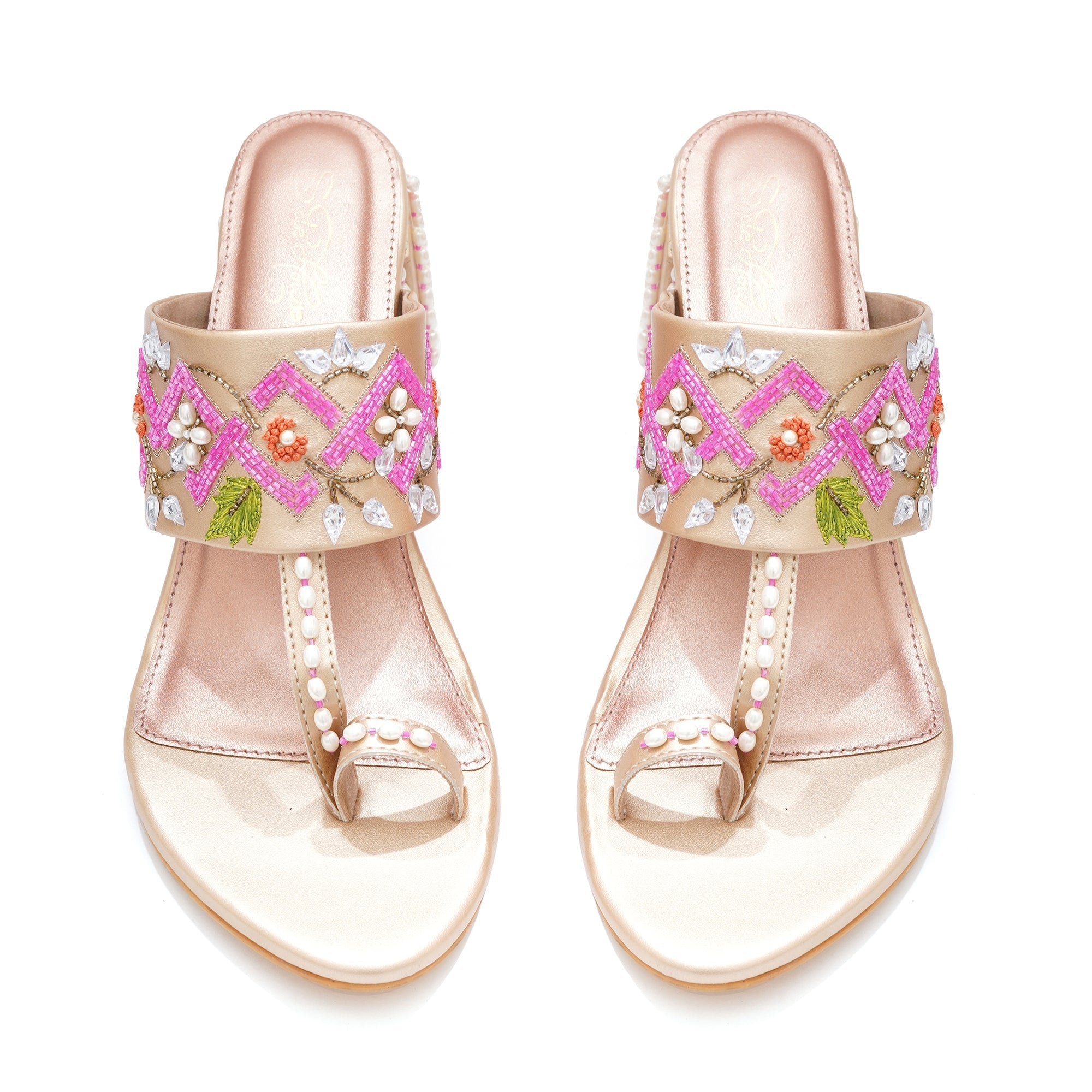 Golden Bloom Embroidered Heels