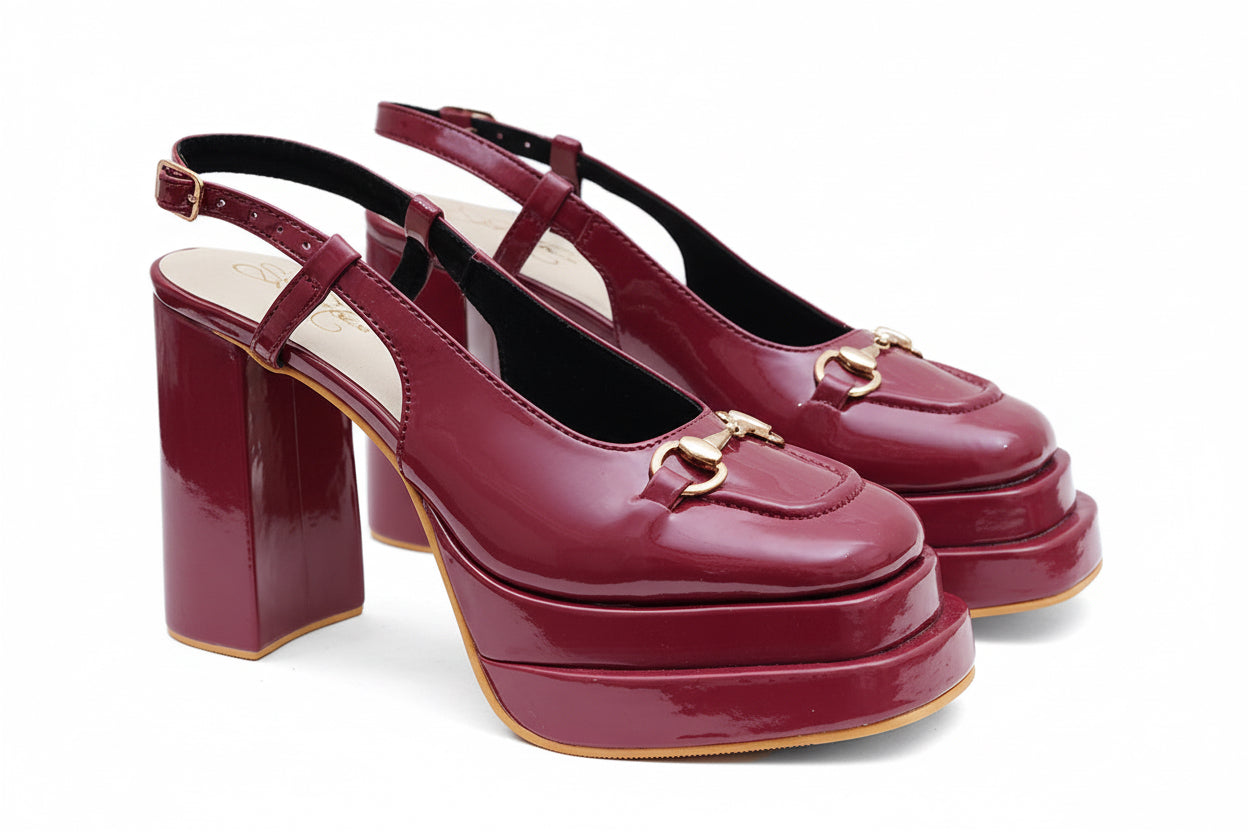 Noir In Burgundy Heels