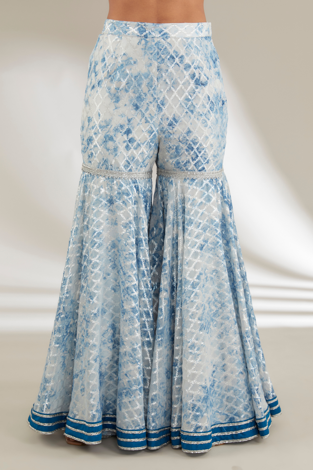 Jiya Blue Organza Garara Set with Nakshi Yoke Embroidery