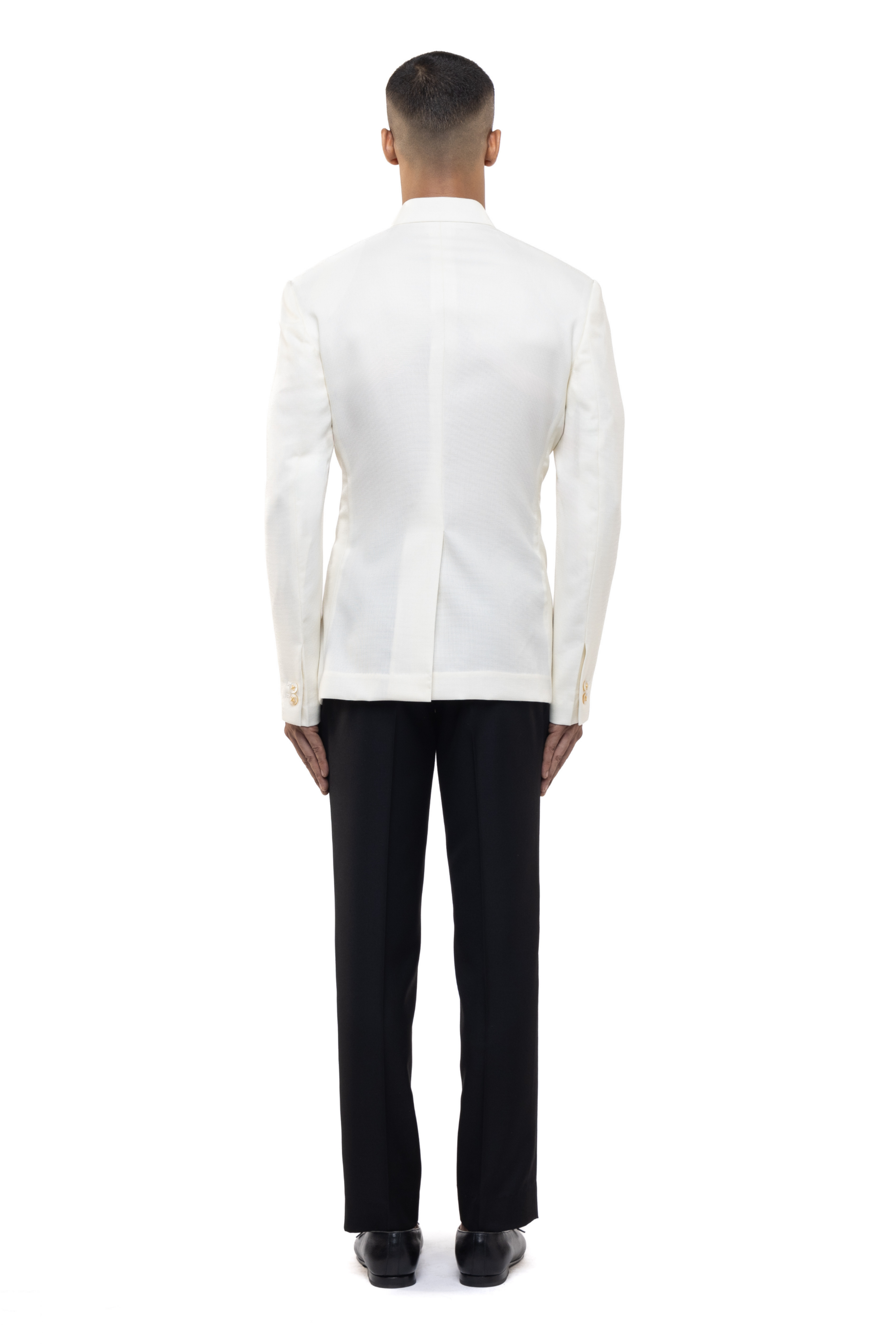 White Worsted Wool Classic Bandhgala Set