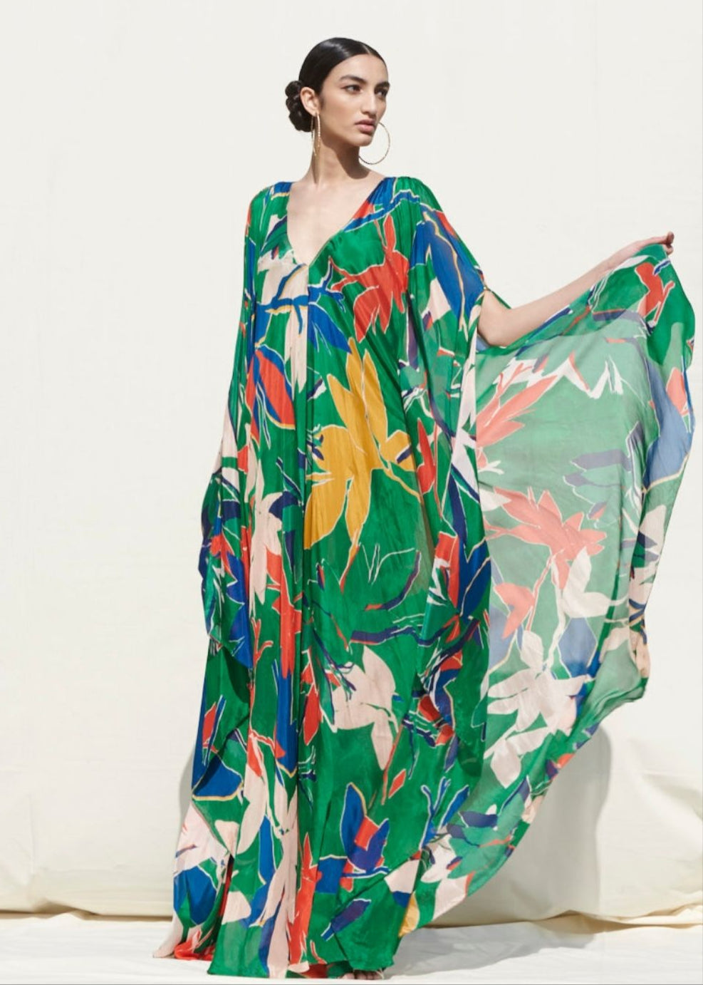 Tropical Green Kaftan Dress