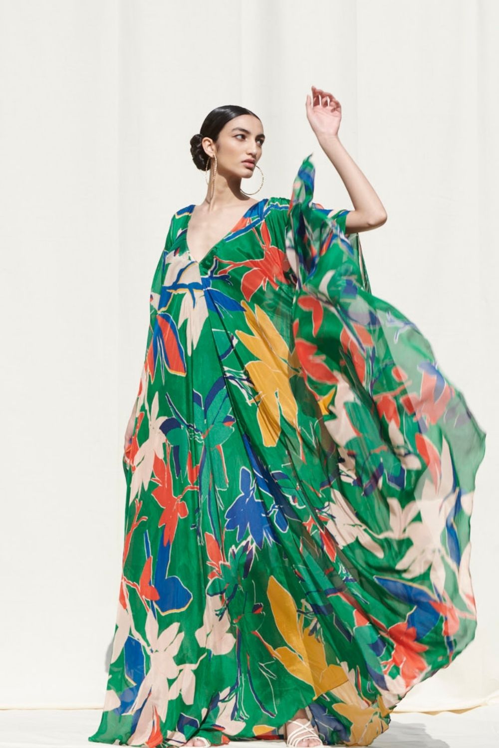 Tropical Green Kaftan Dress