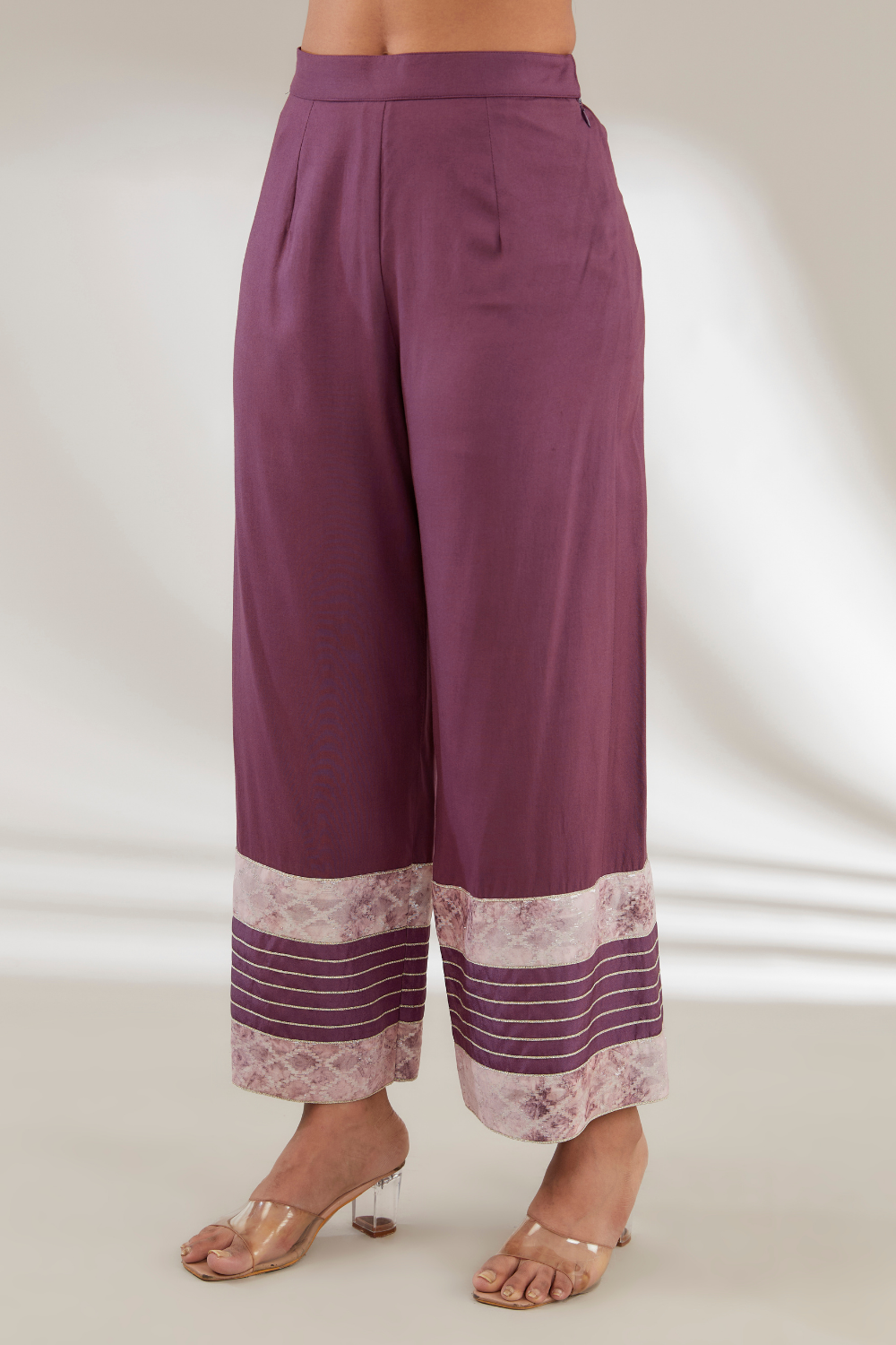 Sahana Purple Upada Silk Embroidered Suit Set with Organza Dupatta