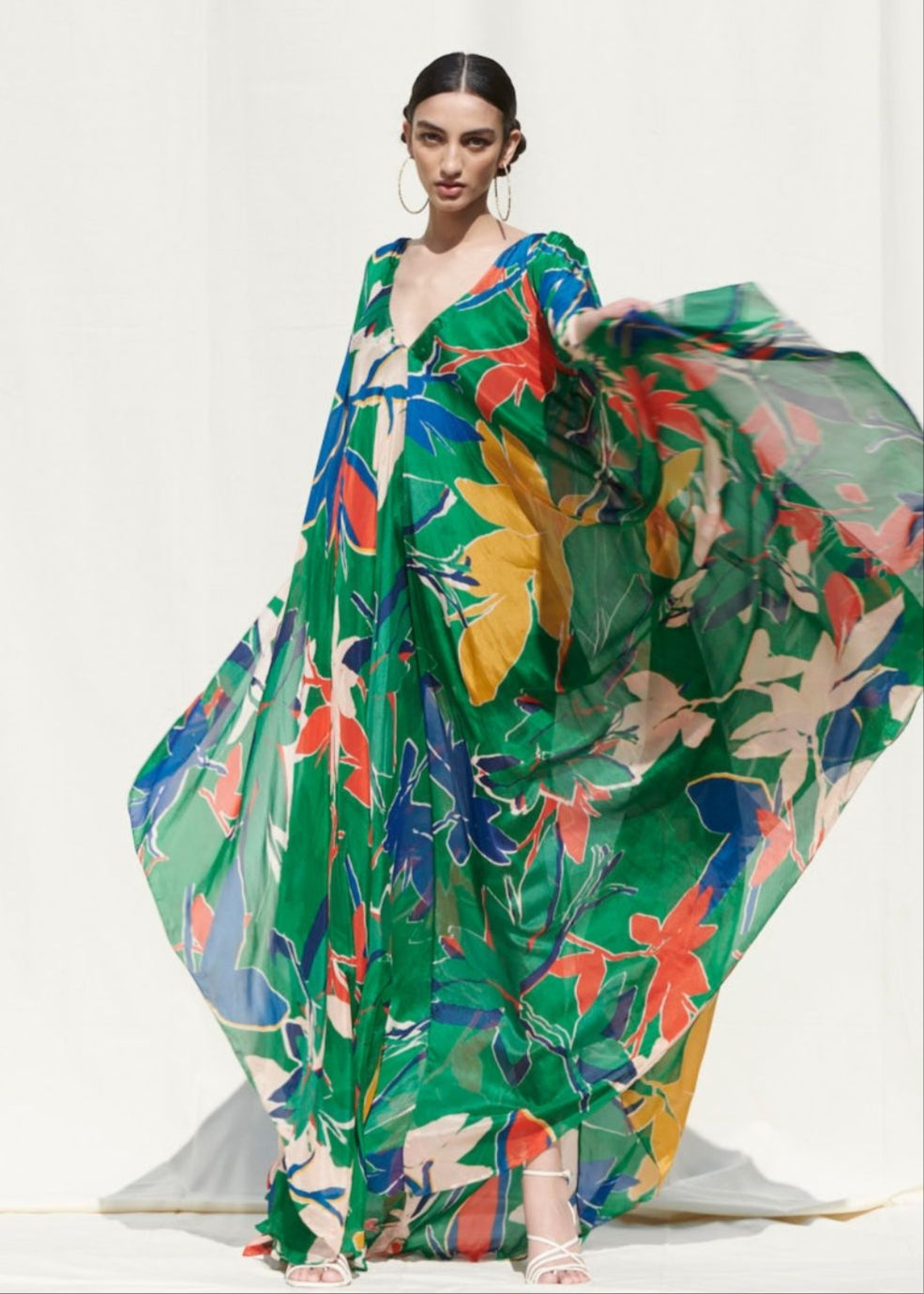 Tropical Green Kaftan Dress