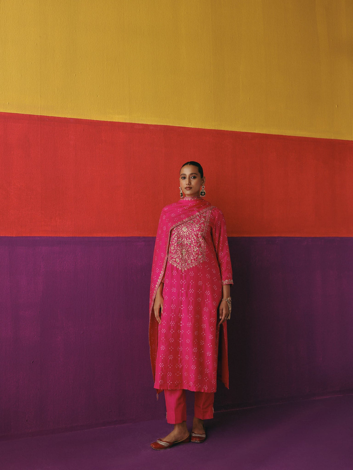 Flower bandhni kurta set