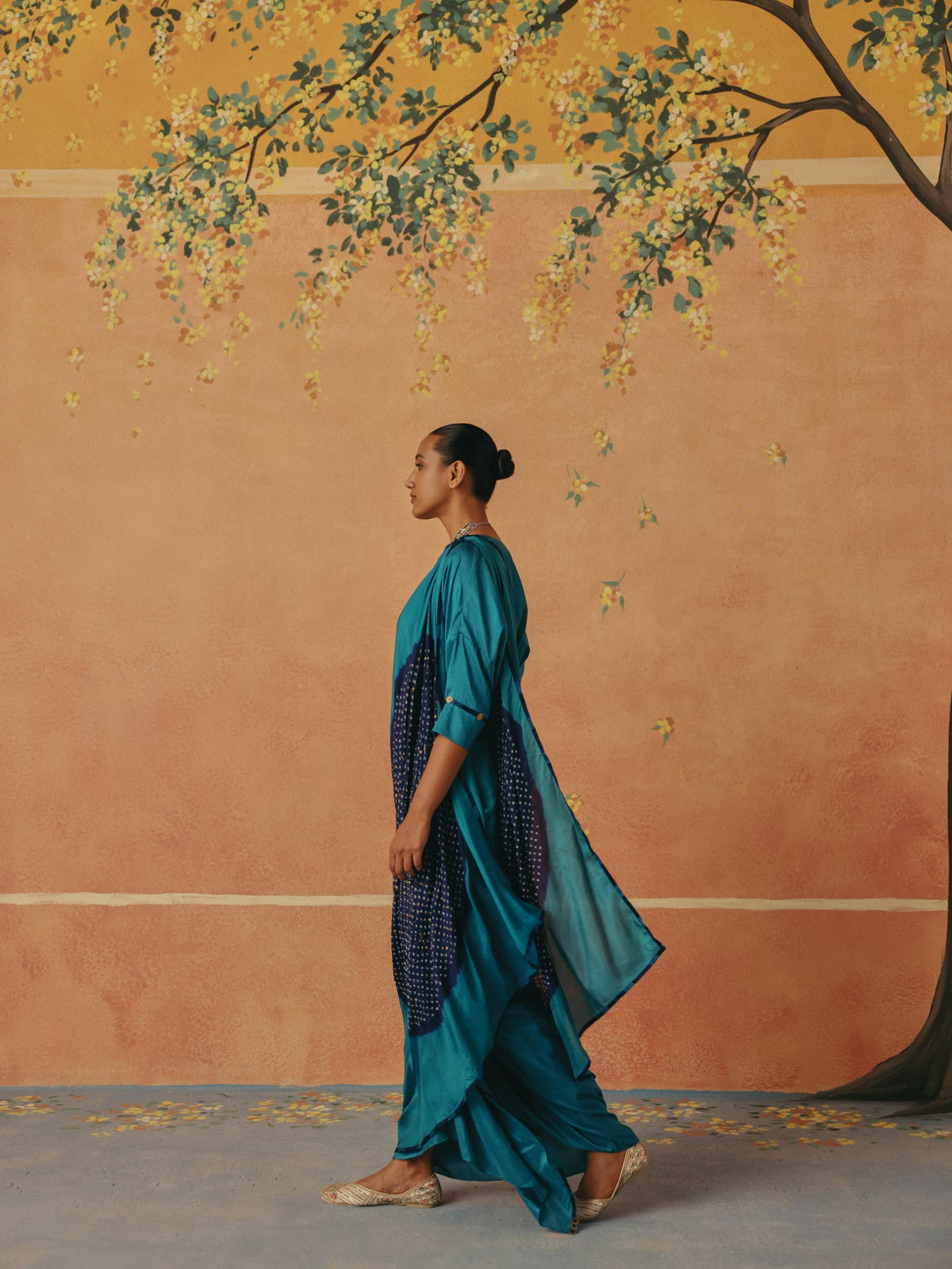 Neel — Teal Bandhni Drape Set