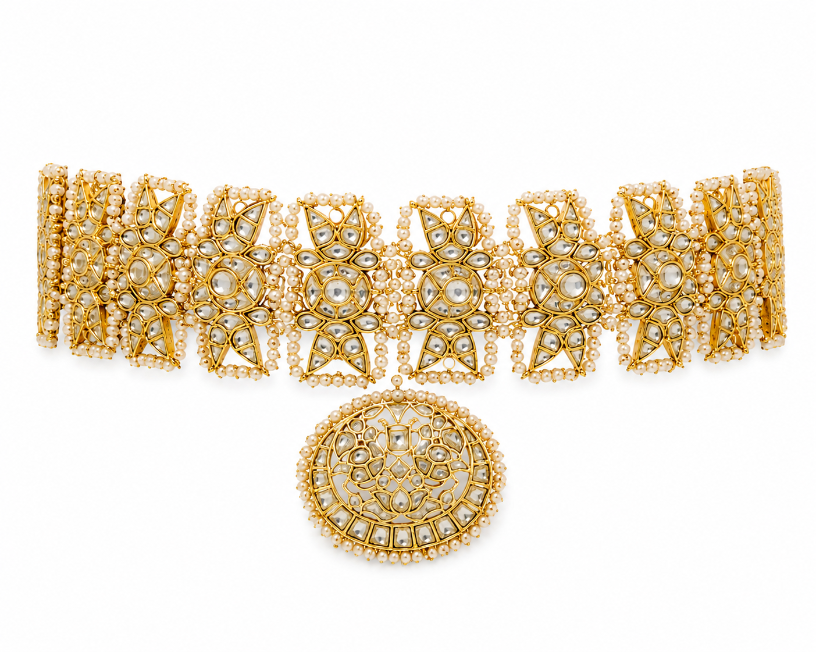 Kundan Pearl Bridal Choker Set