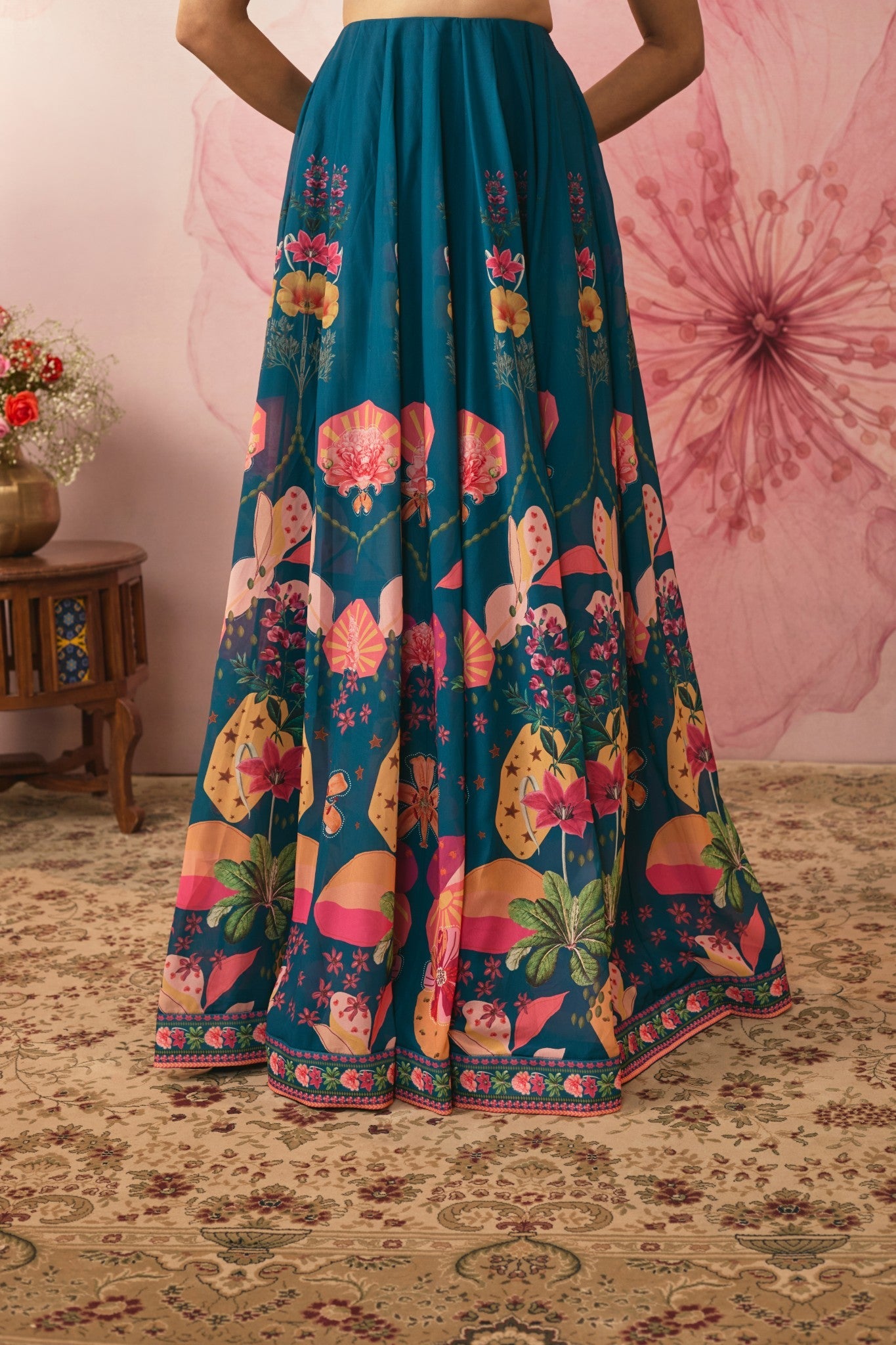 MIDNIGHT BLUE PRINTED LEHENGA SET
