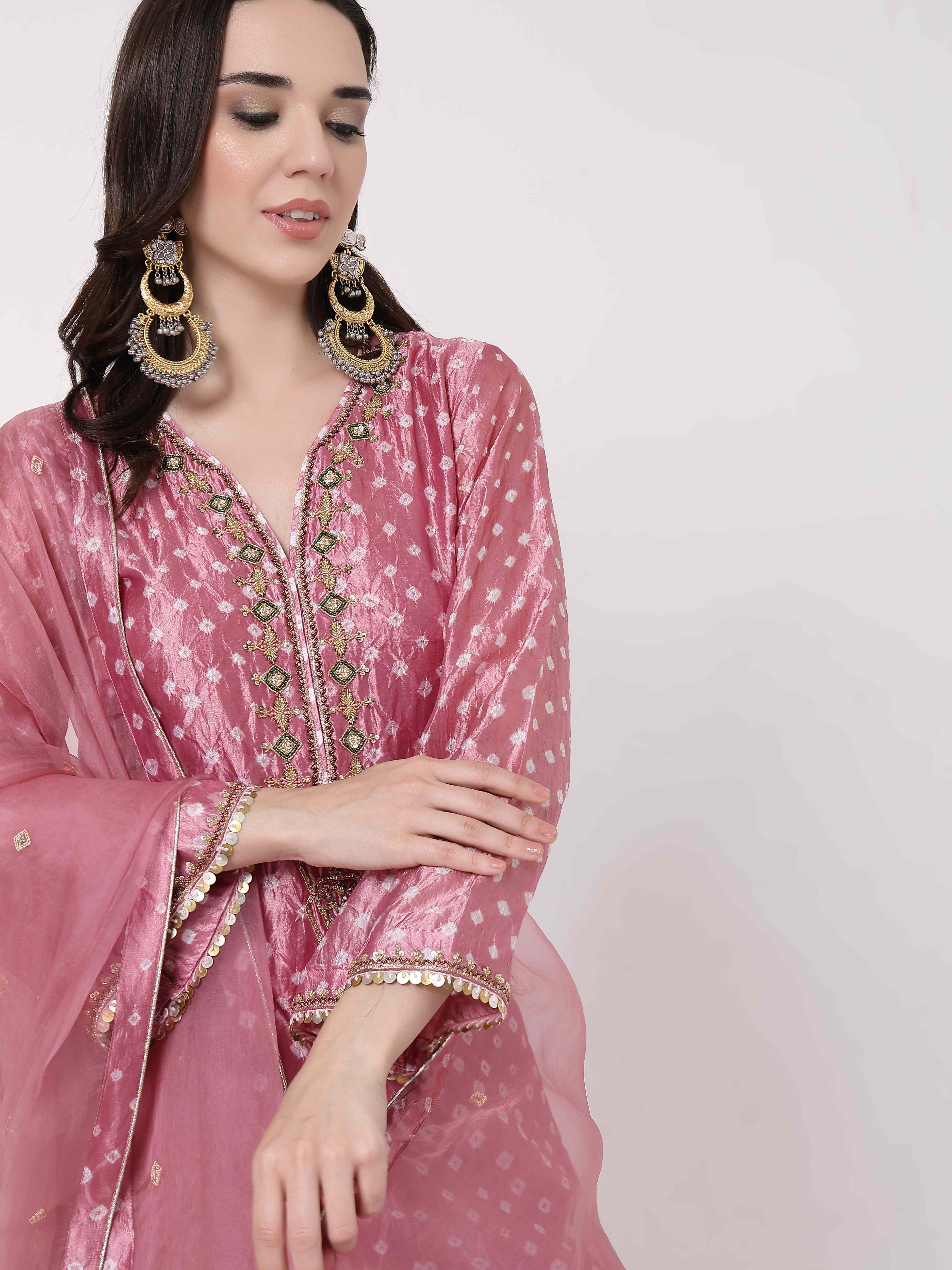 Blush Pink Bandhani Set