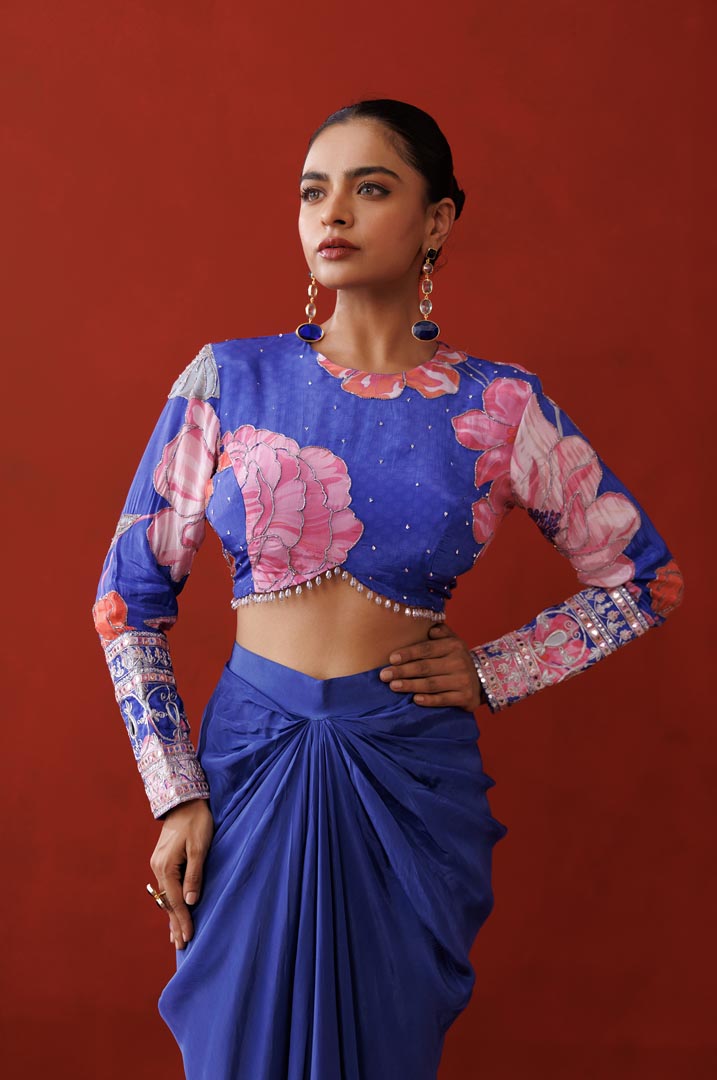 Sapphire drape skirt set