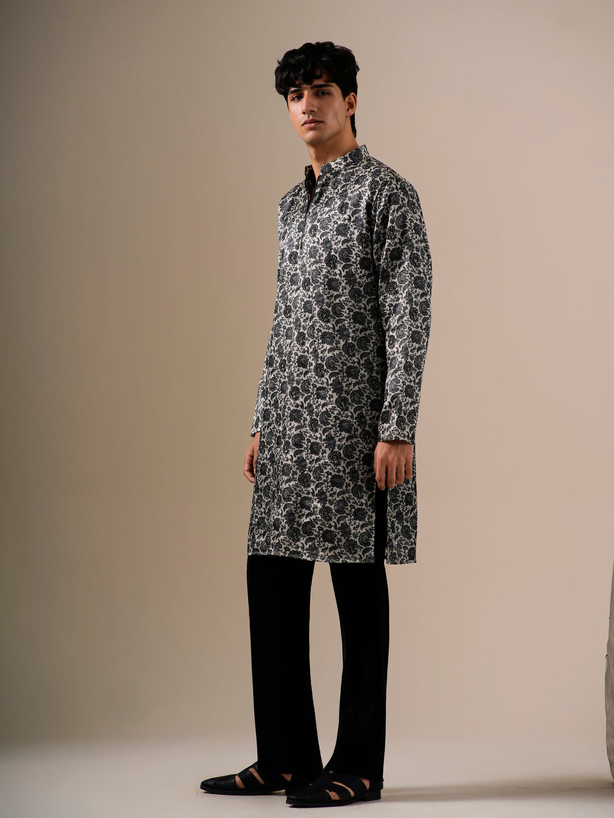 Charcoal Bloom Kurta Set