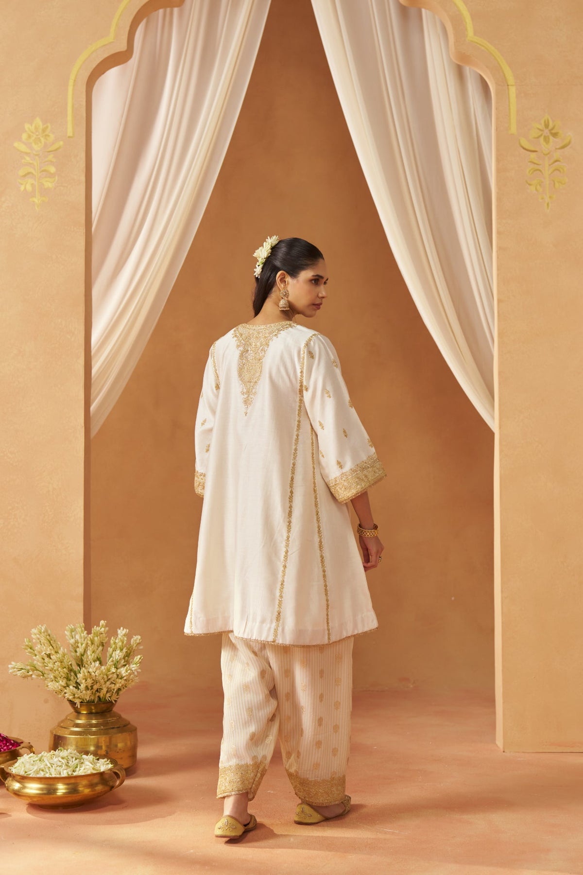 Maahgul Daisy Ivory Kalidaar Chauga with Salwar and Dupatta