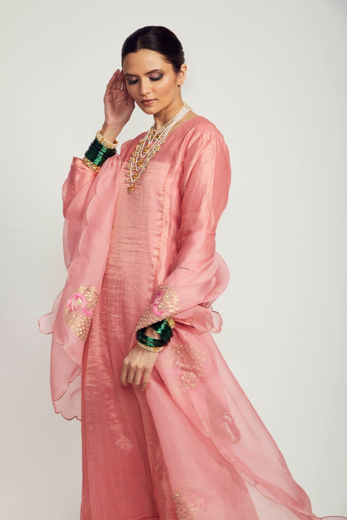 Stripe zari kurta set