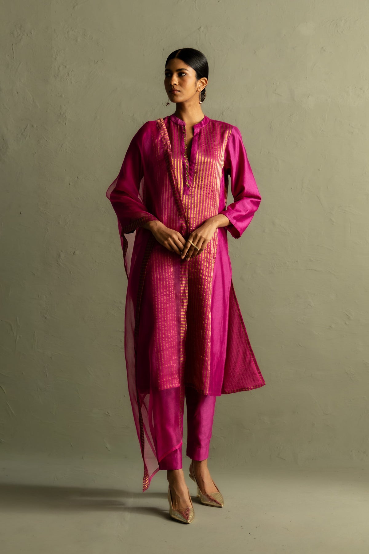 Ojas Pink Tissue Kurta Set