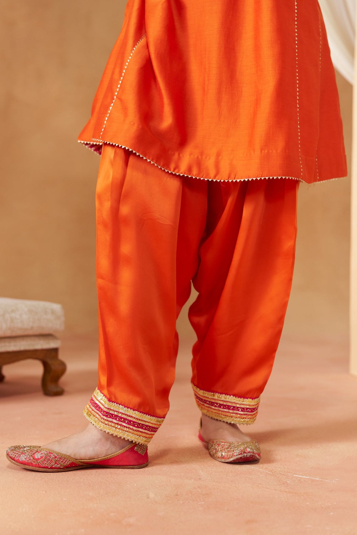 Daneen burnt orange chauga with salwar