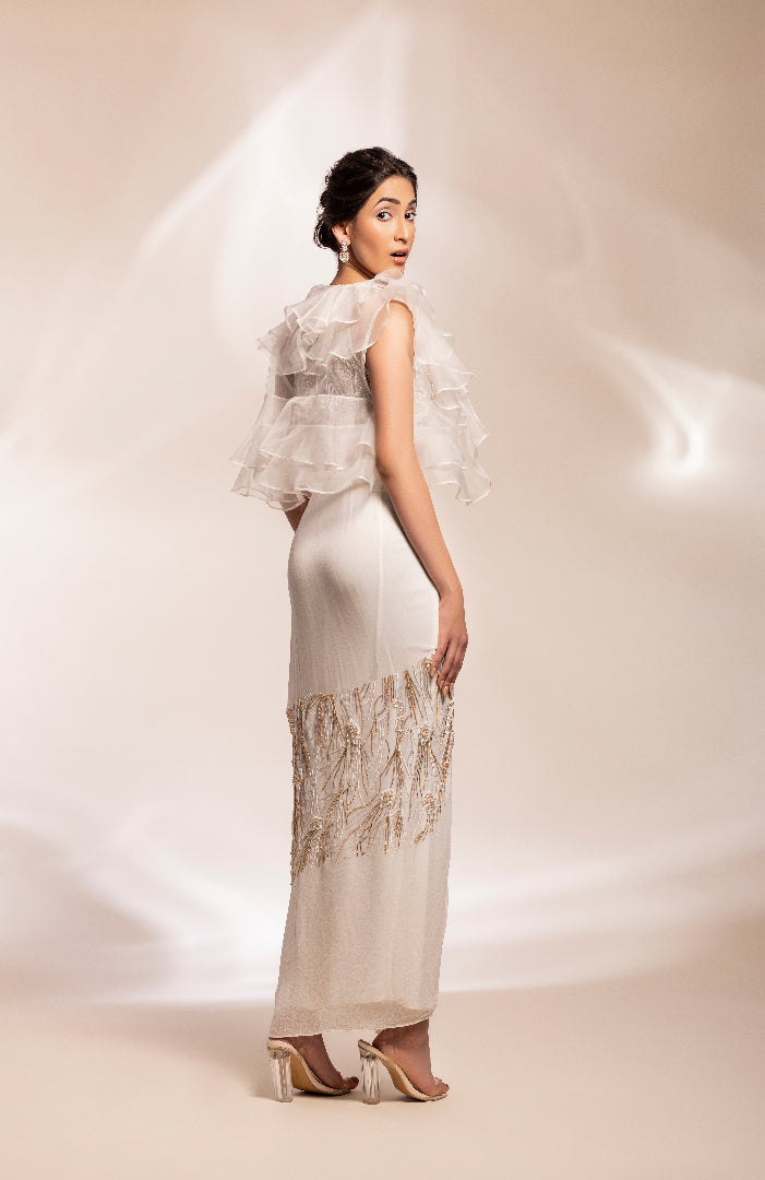 fusion drape lungi skirt, blouse with a jacket