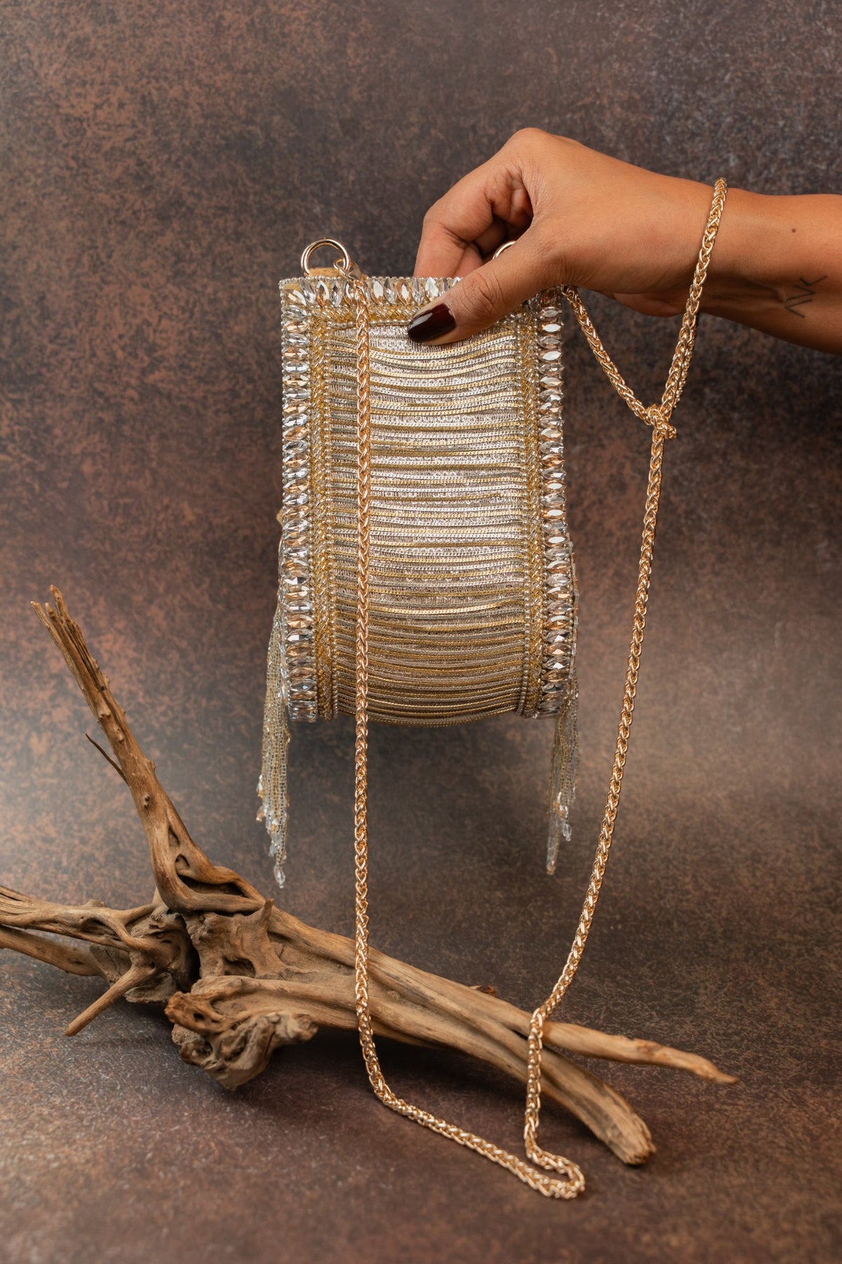Hinted Beadfall Gold Silver