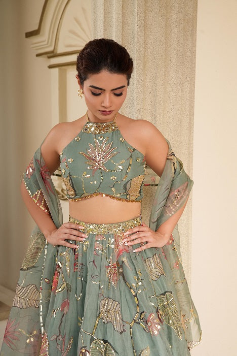 GORGEOUS TEAL LEHENGA SET