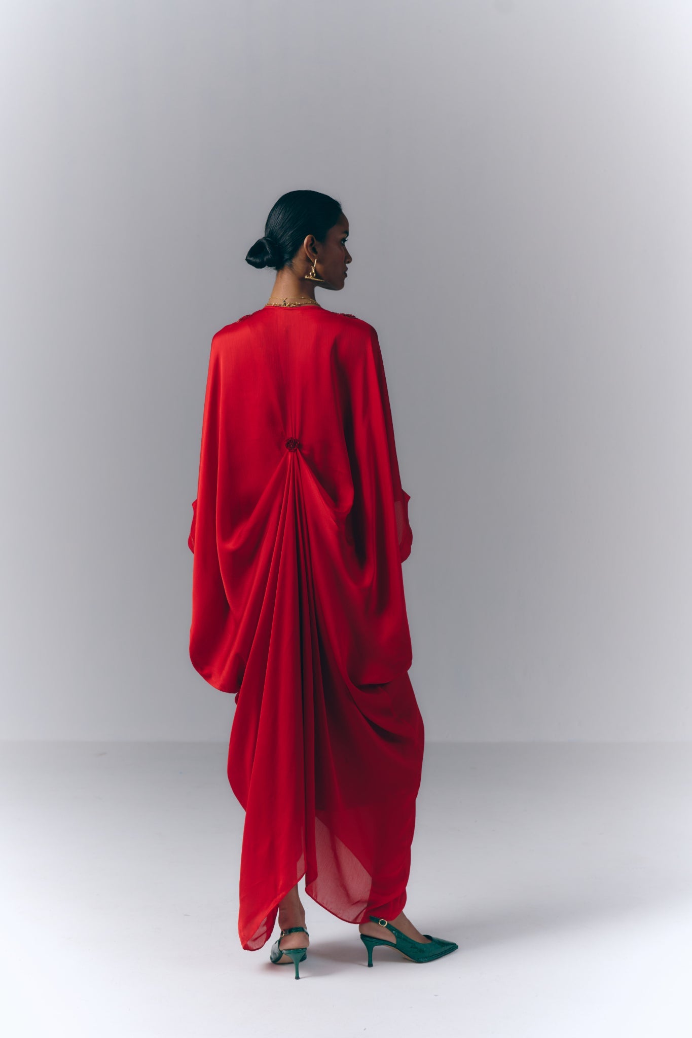 Crimson Draped Kaftan