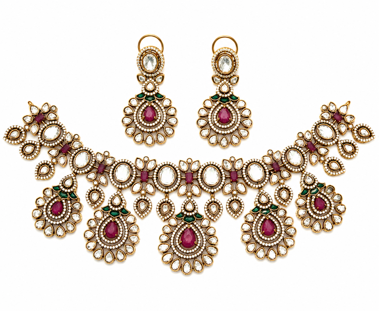 Ruby Kundan Statement Necklace Set