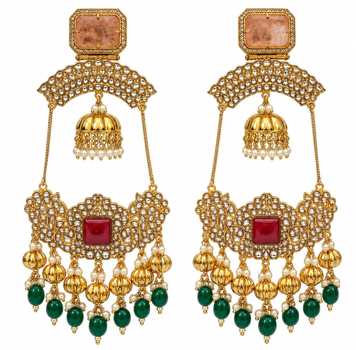 Kundan Statement Jhumka Earrings