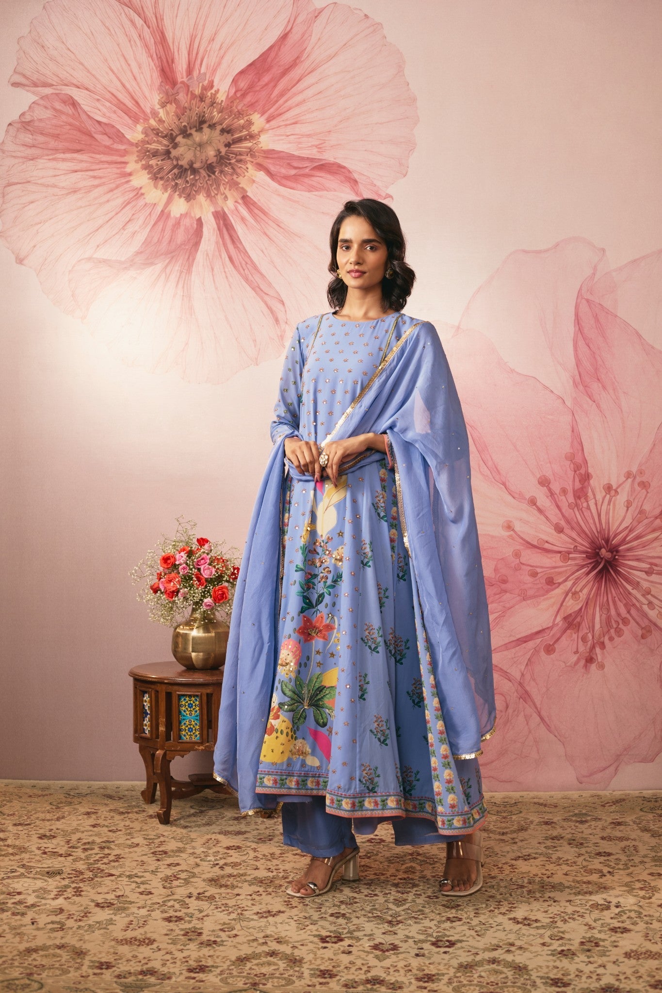 LILAC FLORAL PRINTED KURTA SET