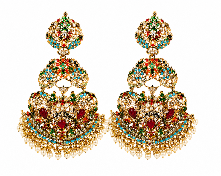 Multicolour Mughal Polki Earring