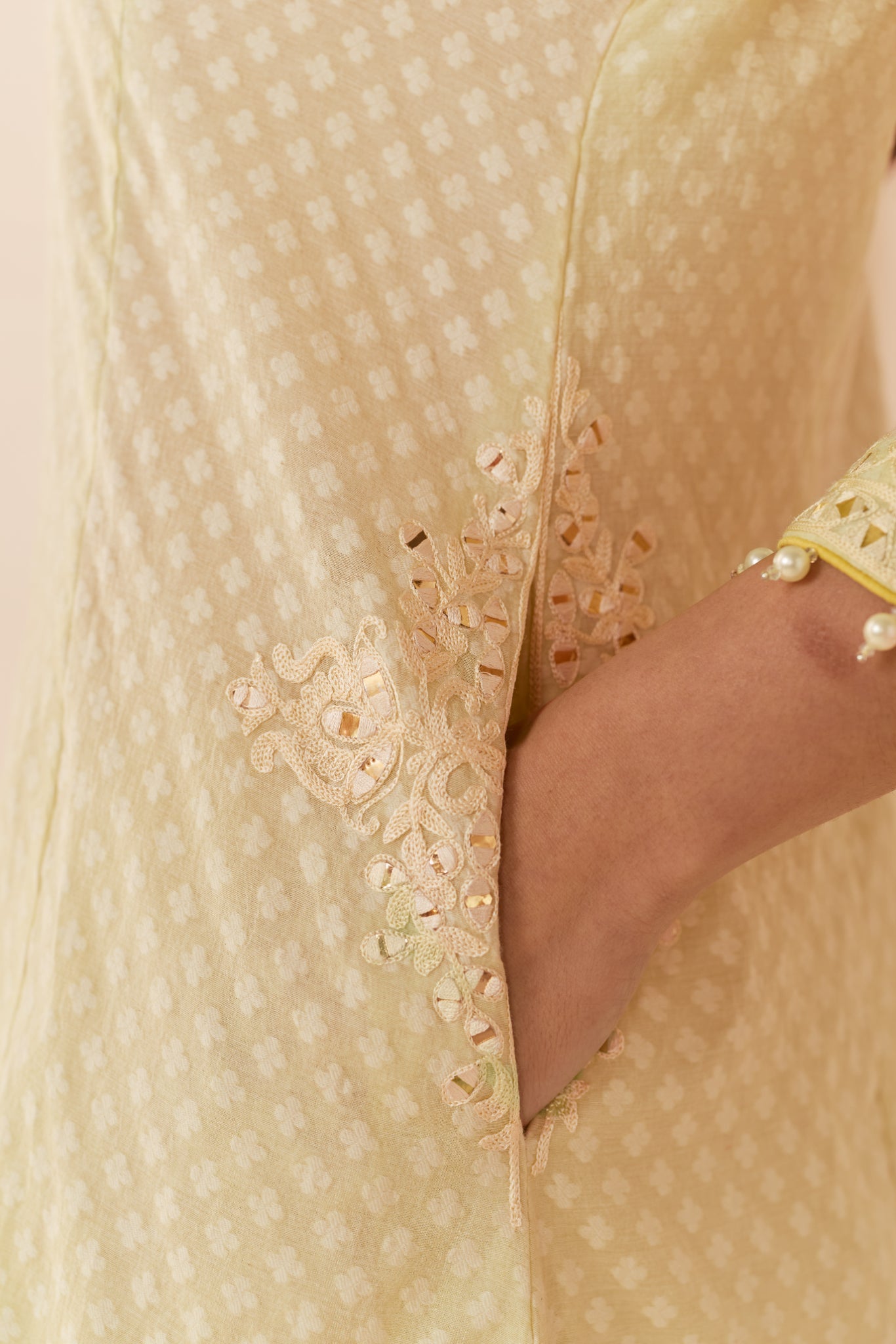 NIDA - MINT GREEN SHORT CHOGA WITH FARSHI SALWAR AND DUPATTA