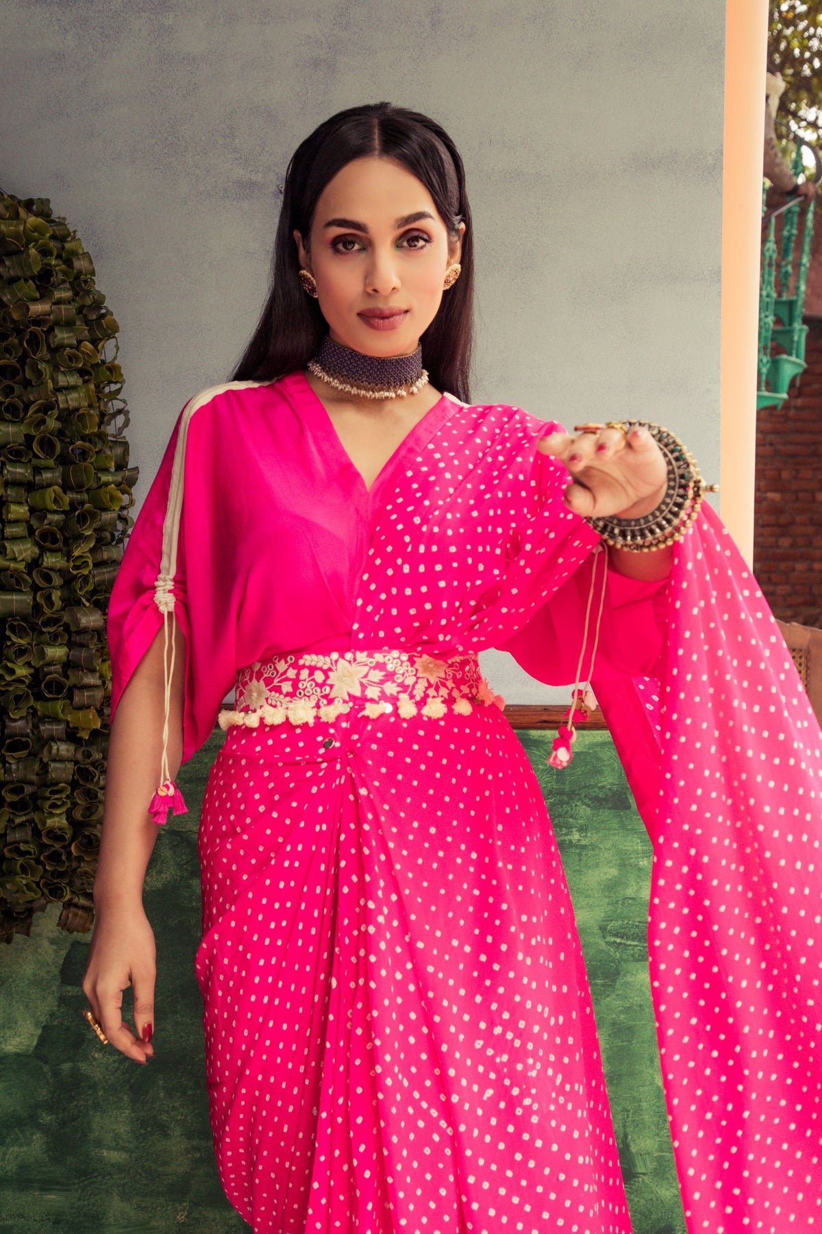 Bandhni drape saree