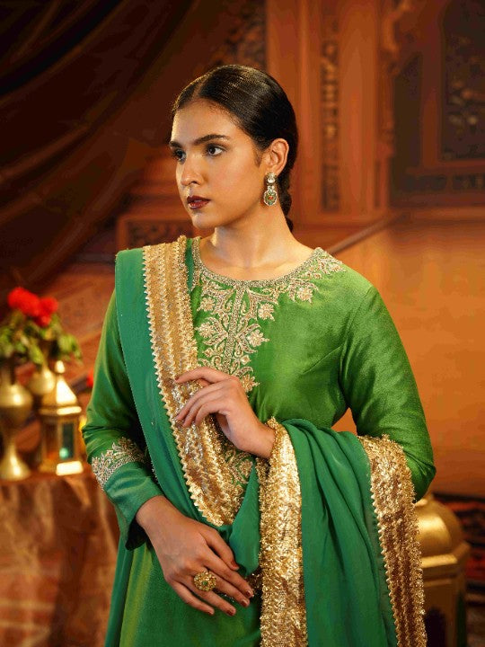 dual tone green chanderi silk sharara set - image 3