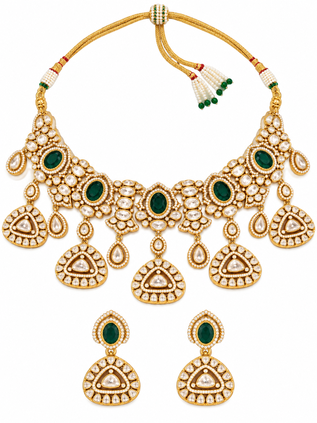 Emerald Kundan Statement Necklace Set