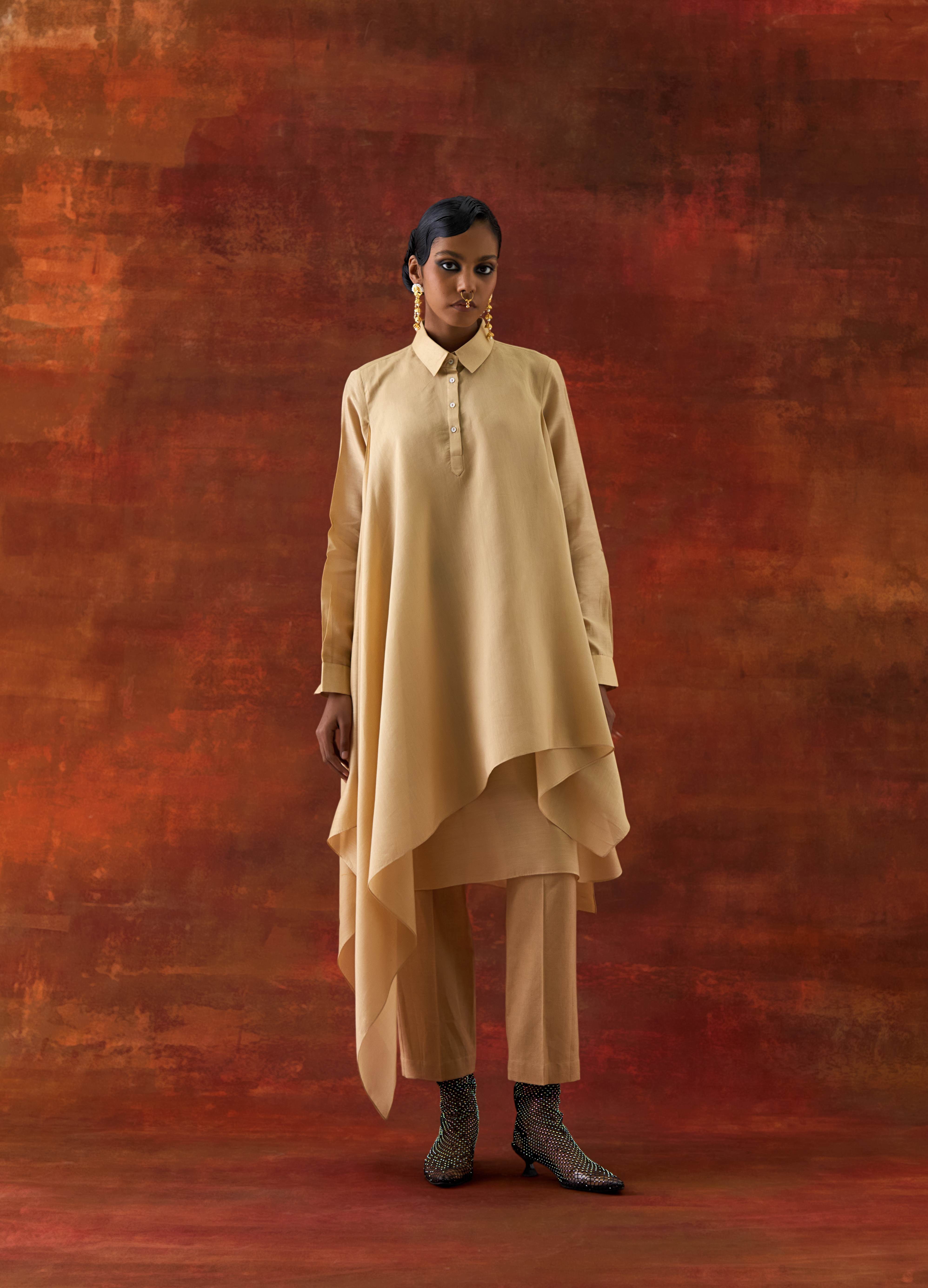 EMB ORGANZA SHORT TRENCH WITH DRAPED SHIRT AND PANTS - image 3