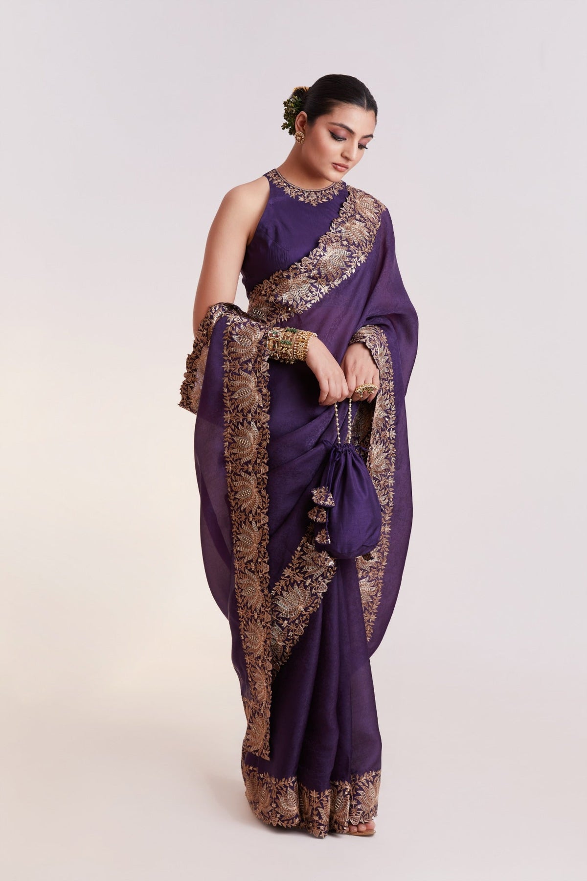Lotus border saree