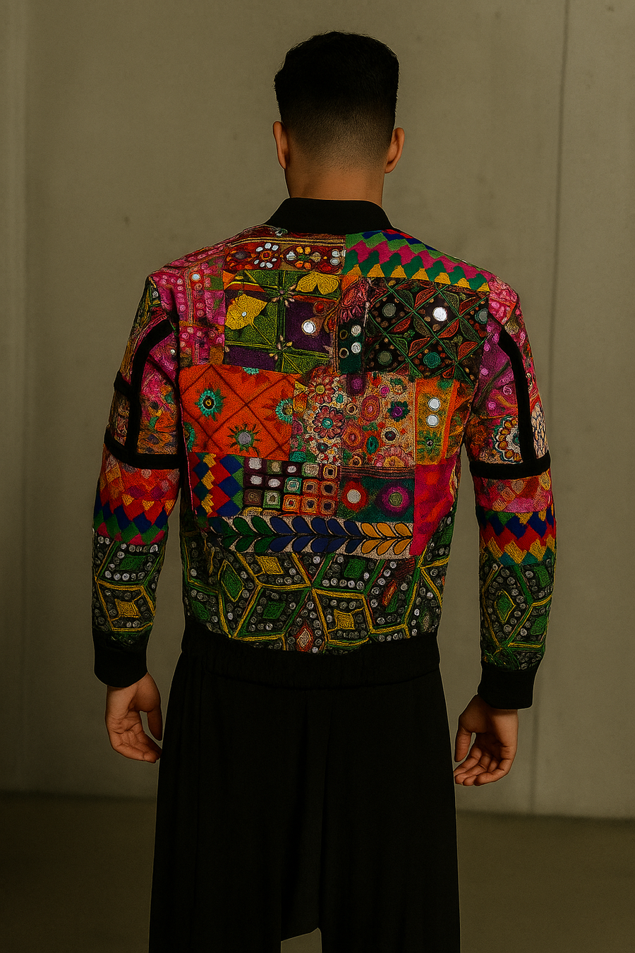 Tribal Mirage Bomber Jacket - Kutch Patchwork Luxury Streetwear
