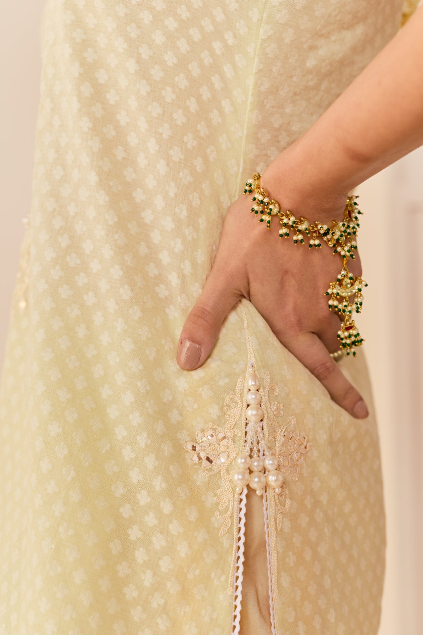 MIRAL - MINT GREEN SHORT KURTA WITH FARSI SALWAR AND DUPATTA