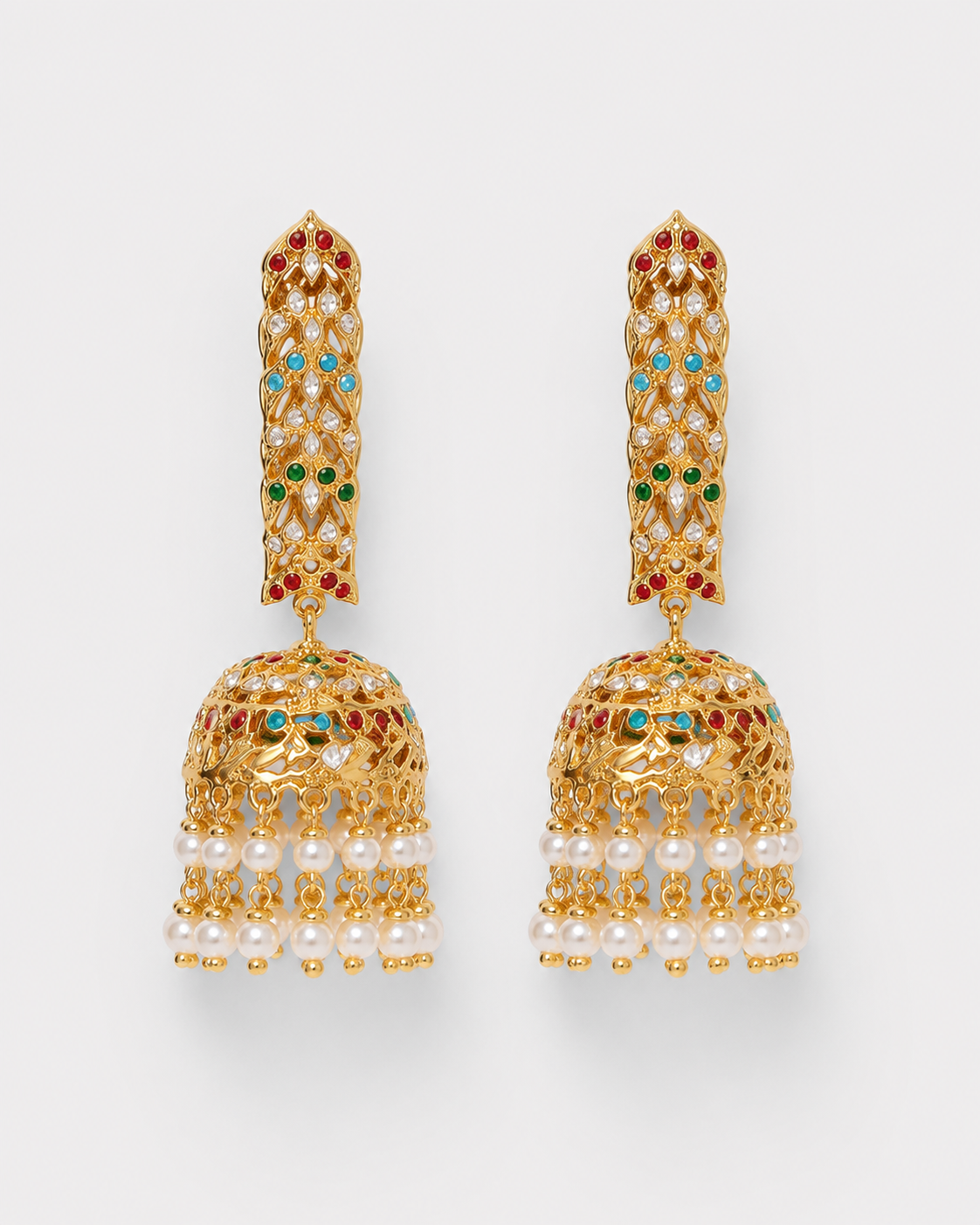Bar Jhumka Earring with Pearl Fringe