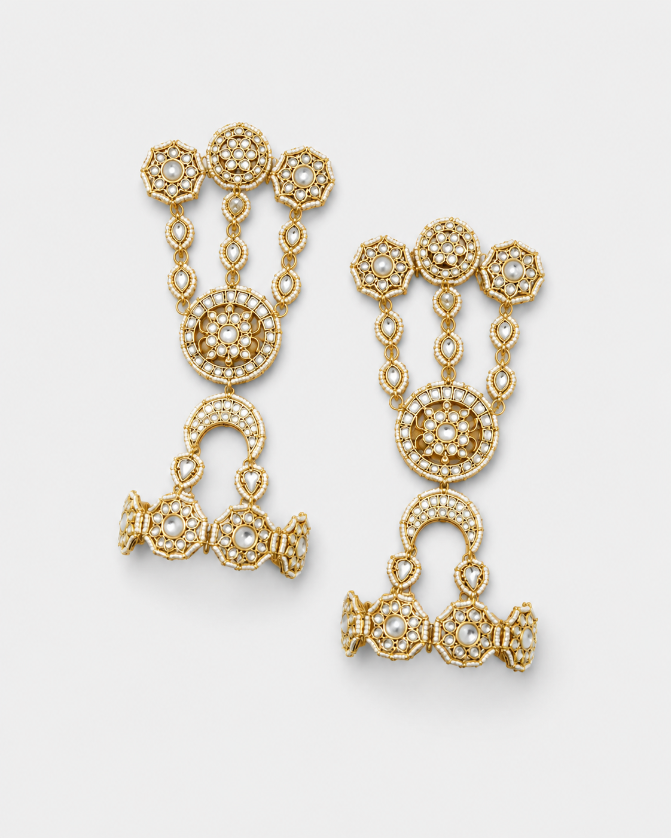 Polki Bridal Haath Phool with Floral Motifs