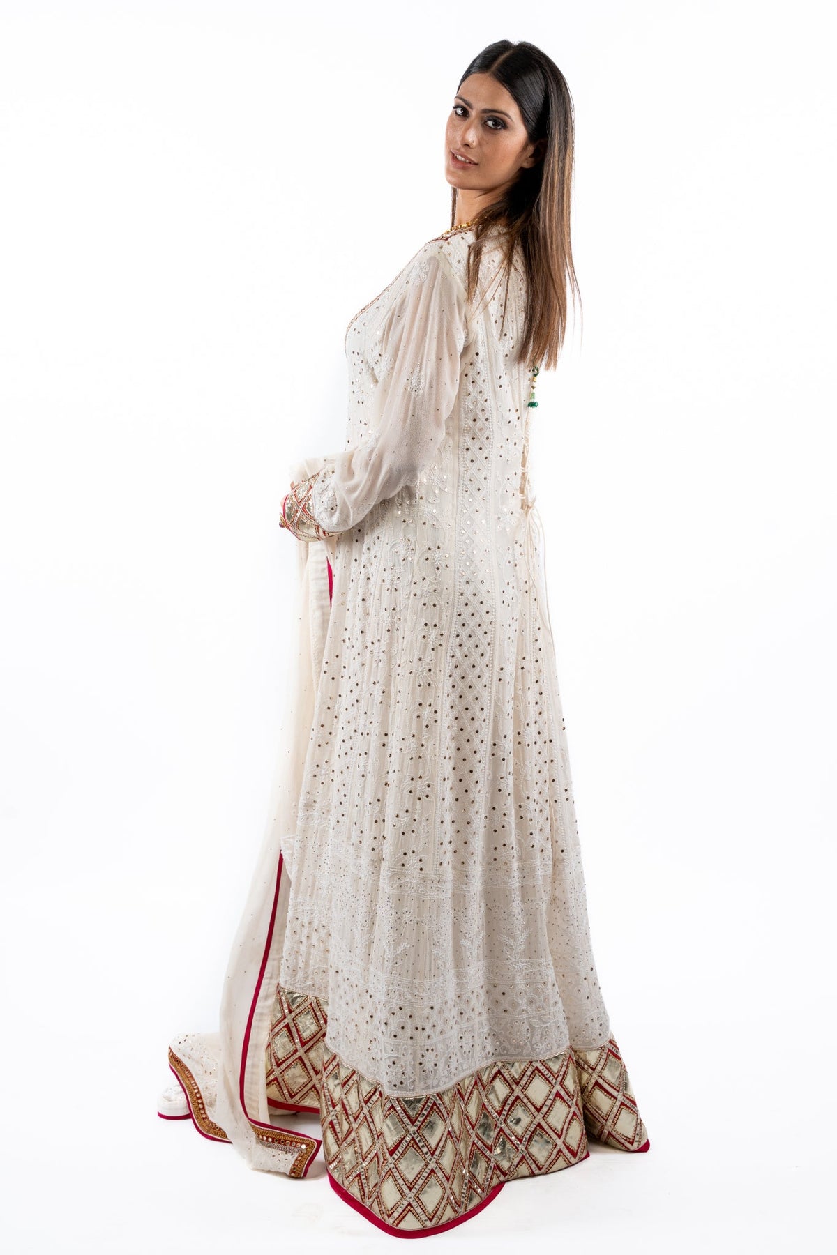 Ivory Regal Embroidered Anarkali Set