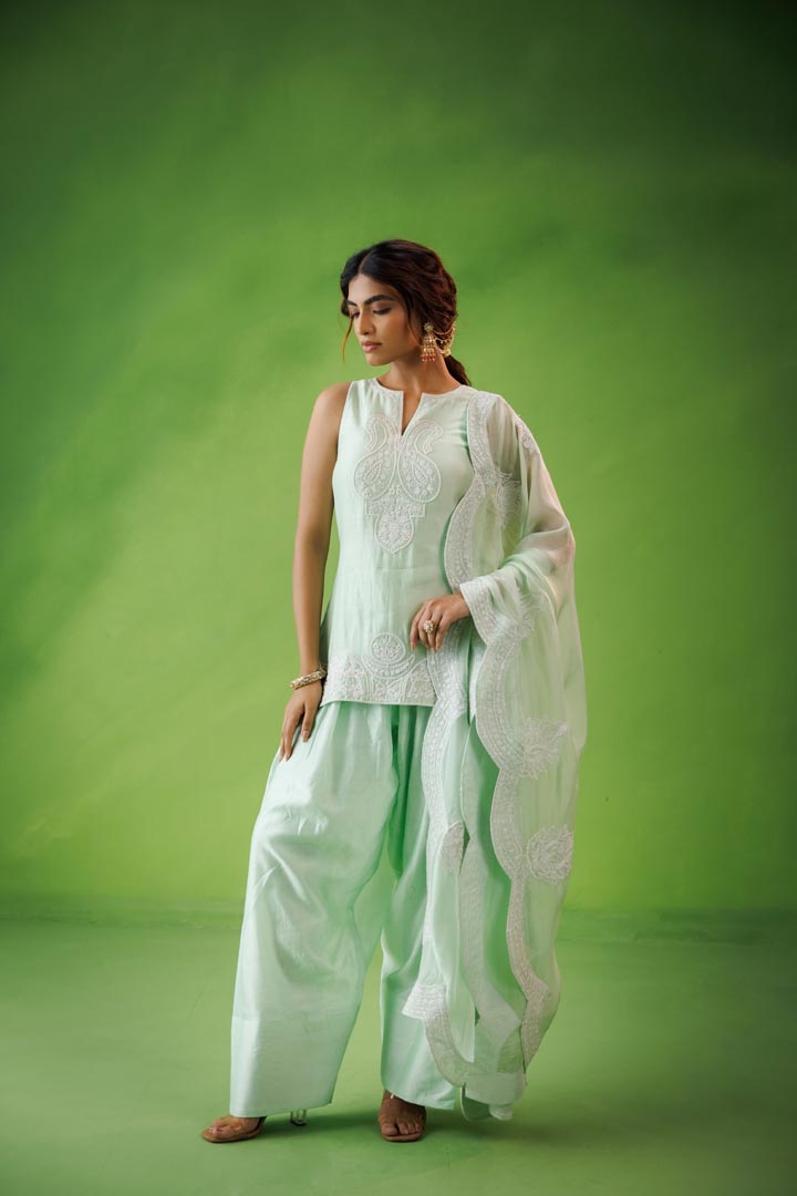 Mint green farshi salwar set