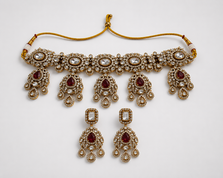 Ruby Polki Statement Choker Set