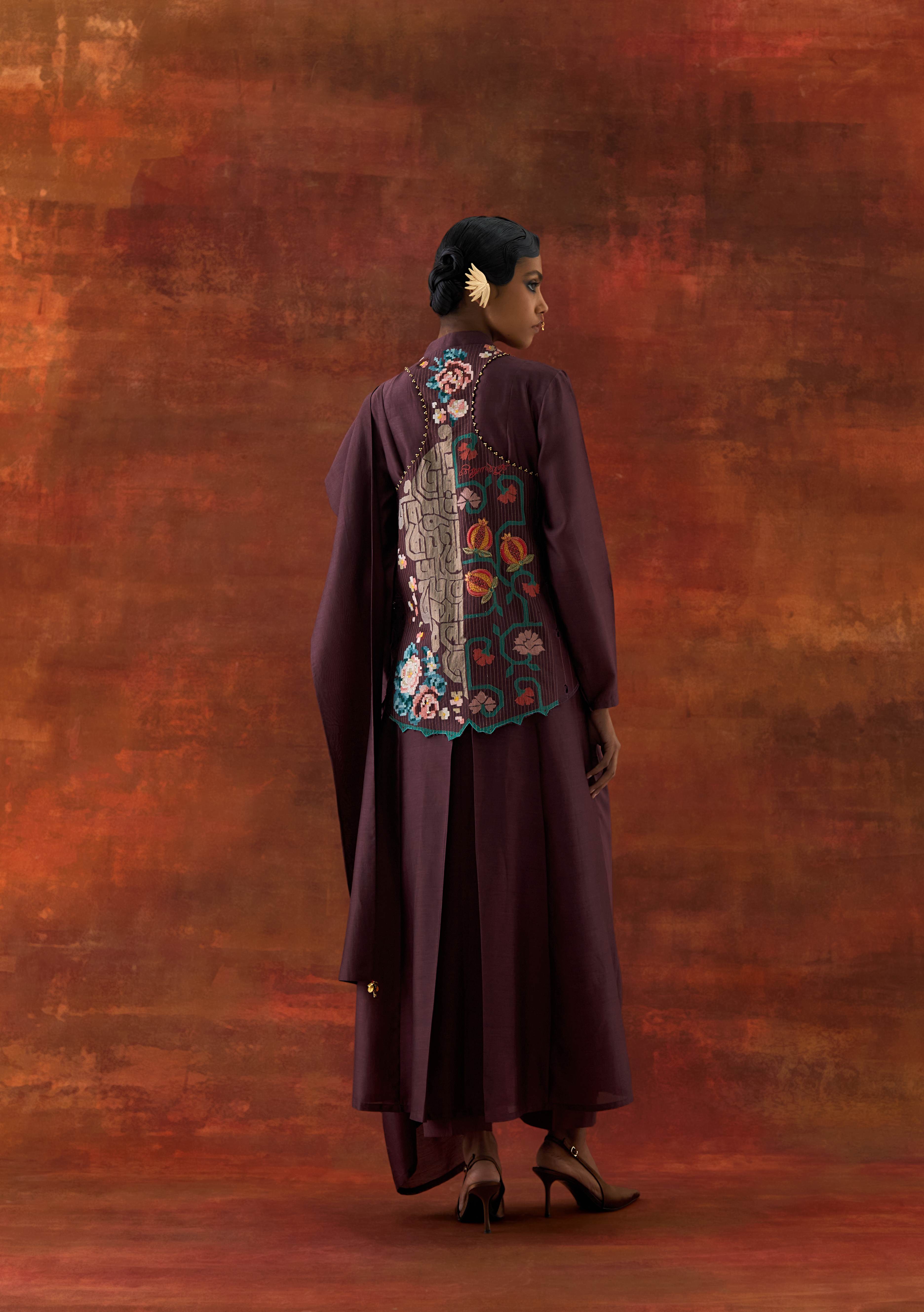 ANGRAKHA STYLE JACKET WITH ZIPPERED KURTA AND PANTS - image 3