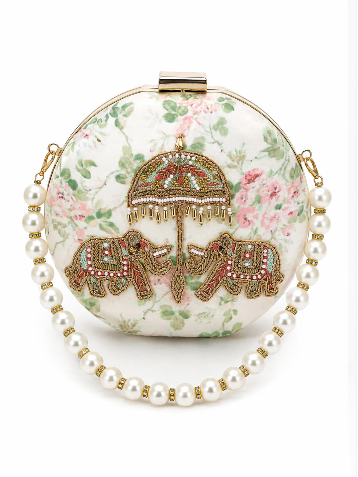 Jaipur Elephant Hand-Embroidered Round Clutch