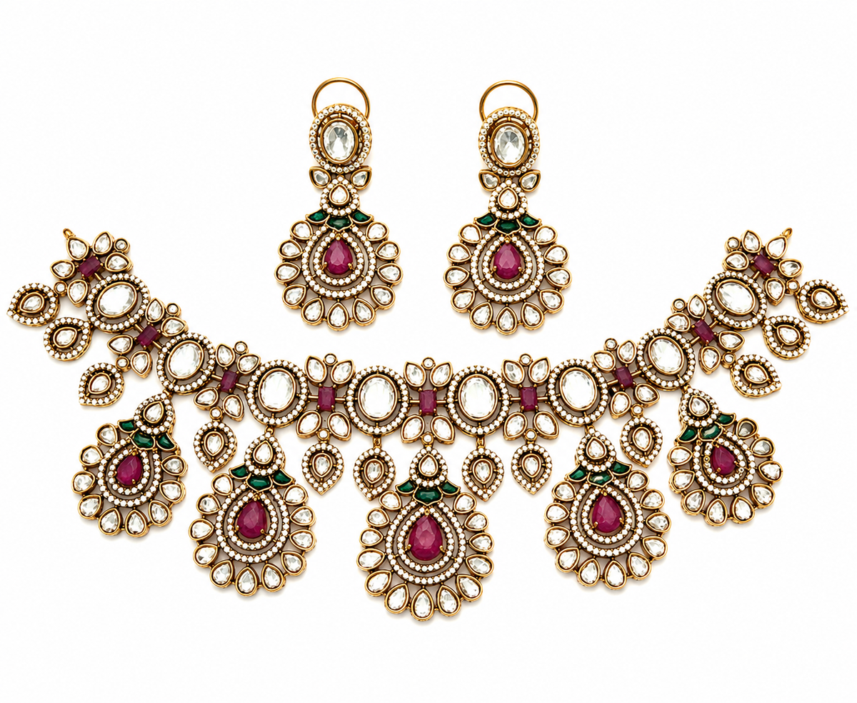 Ruby Kundan Statement Necklace Set