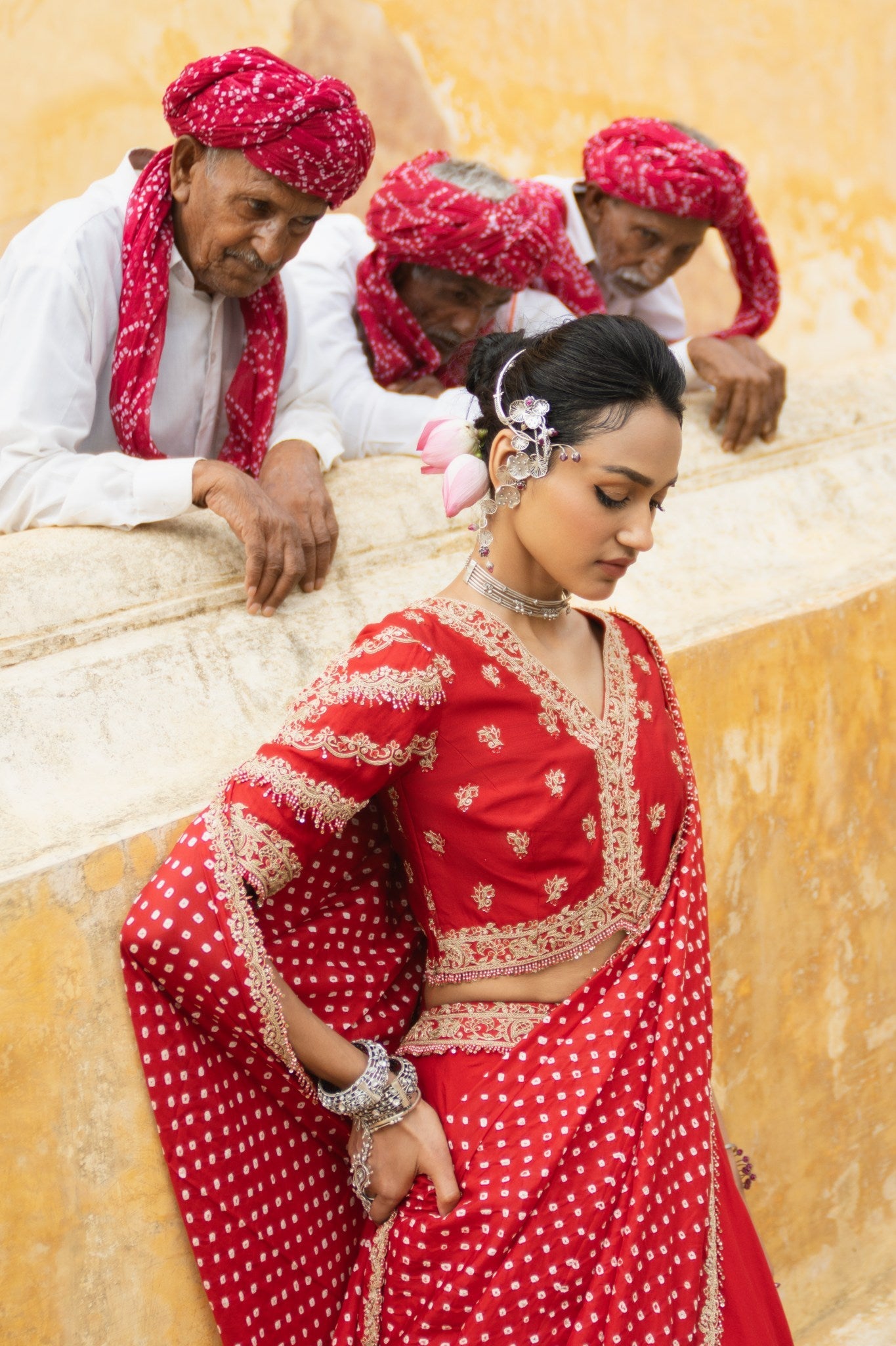 Bandhni lehenga saree