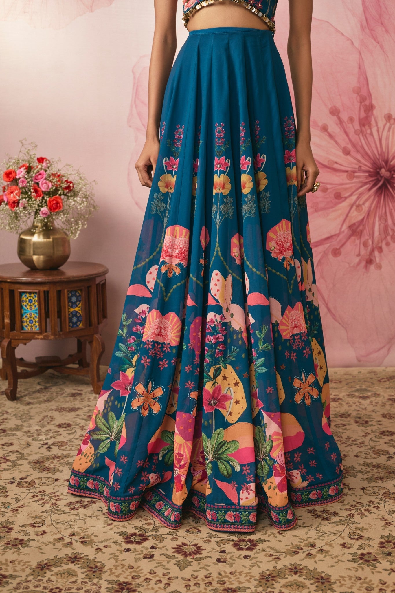 MIDNIGHT BLUE PRINTED LEHENGA SET