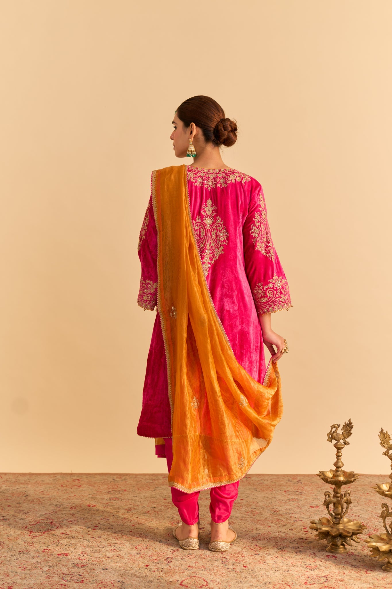 Eira - Hotpink A-line Kurta with Dhoti with Dupatta